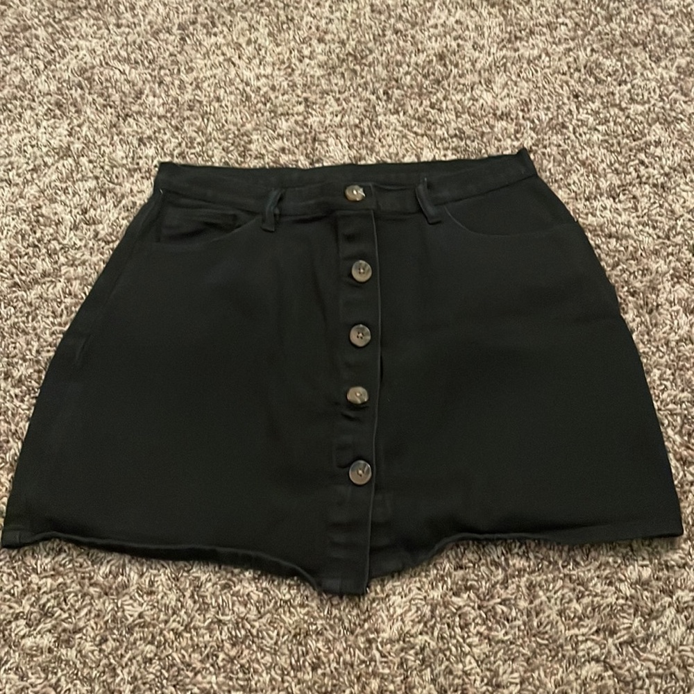 Black jean mini skirt
